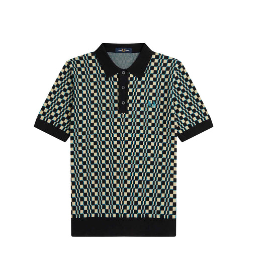 Fred Perry Glitch Chequerboard Knitted Shirt