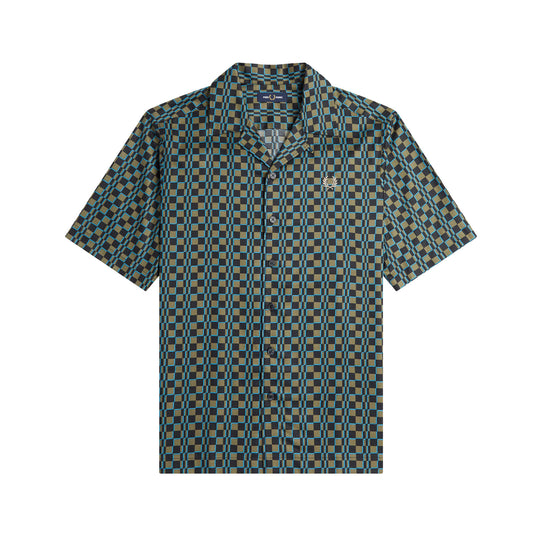 Fred Perry Glitch Chequerboard Revere Collar Shirt