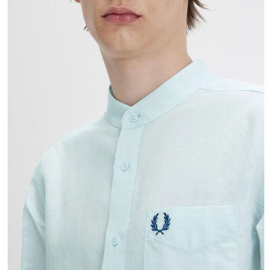 Fred Perry Linen Blend Grandad Collar Shirt